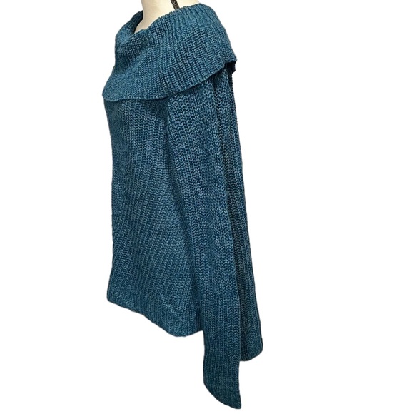 Faded Glory Aqua Baltic Sea Shawl Collar High Low Womens Sweater Size XL (16-18) - Picture 8 of 16